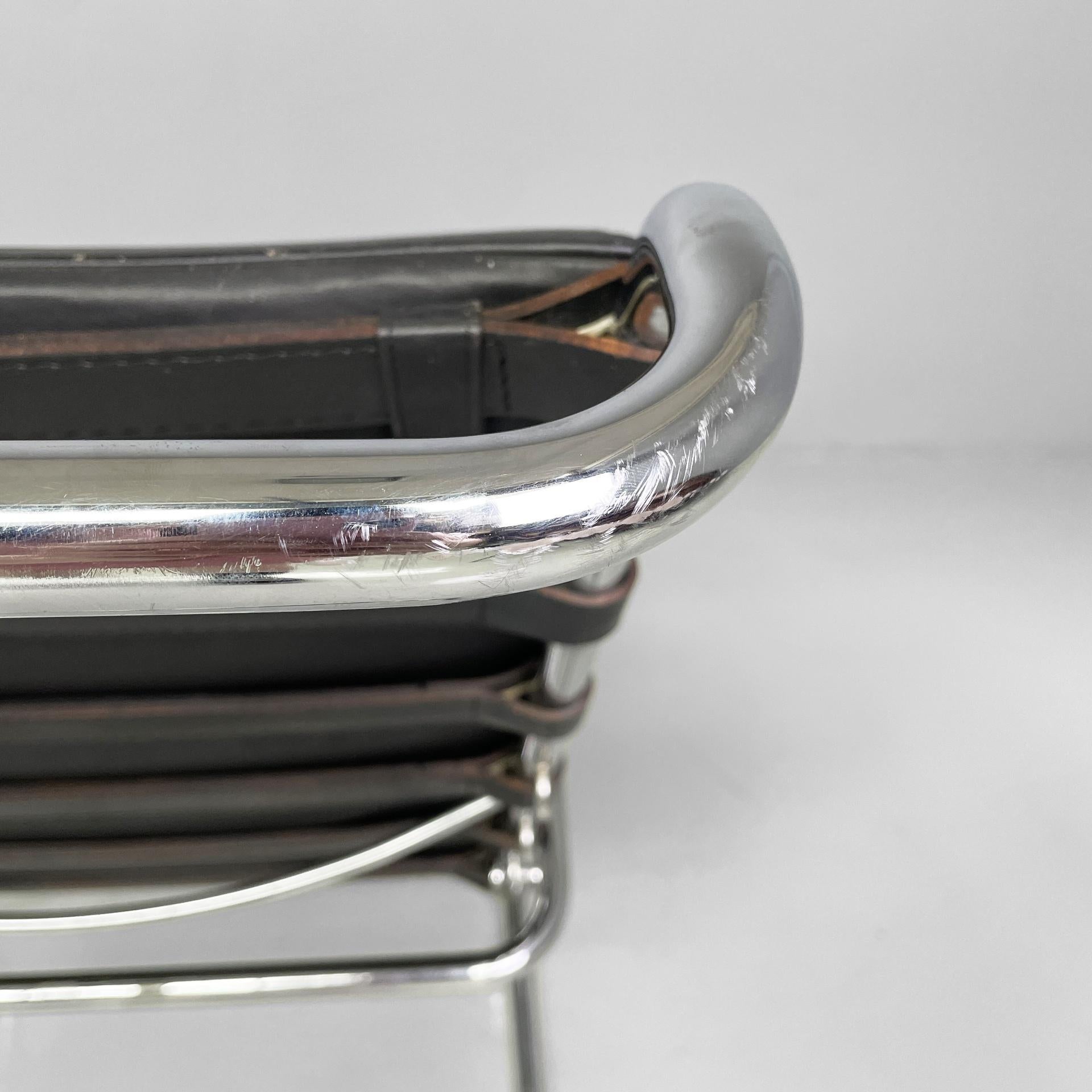 Chaise longue moderna americana de cuero negro de Mies Van Der Rohe para Knoll años 70 en venta 3