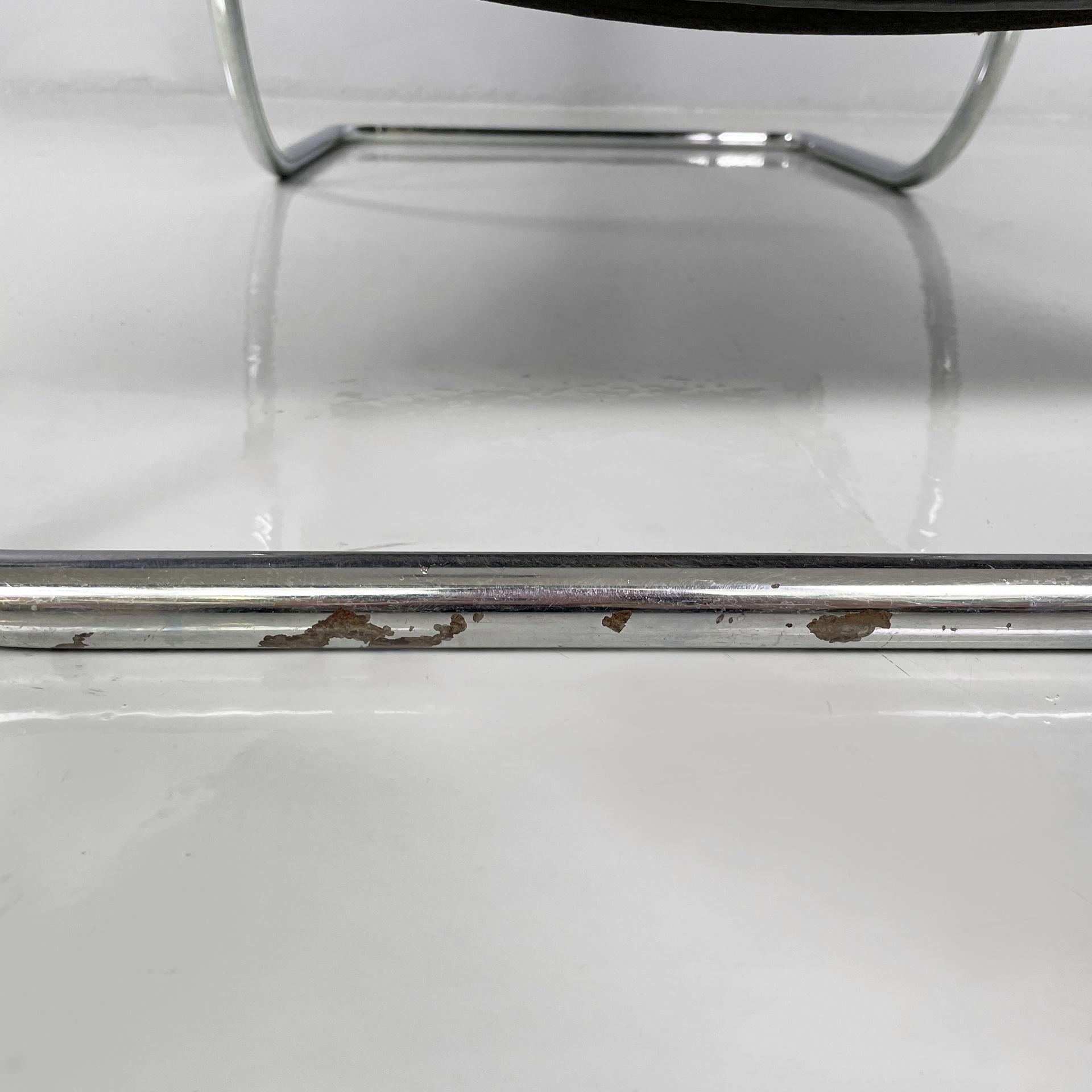 Chaise longue moderna americana de cuero negro de Mies Van Der Rohe para Knoll años 70 en venta 12