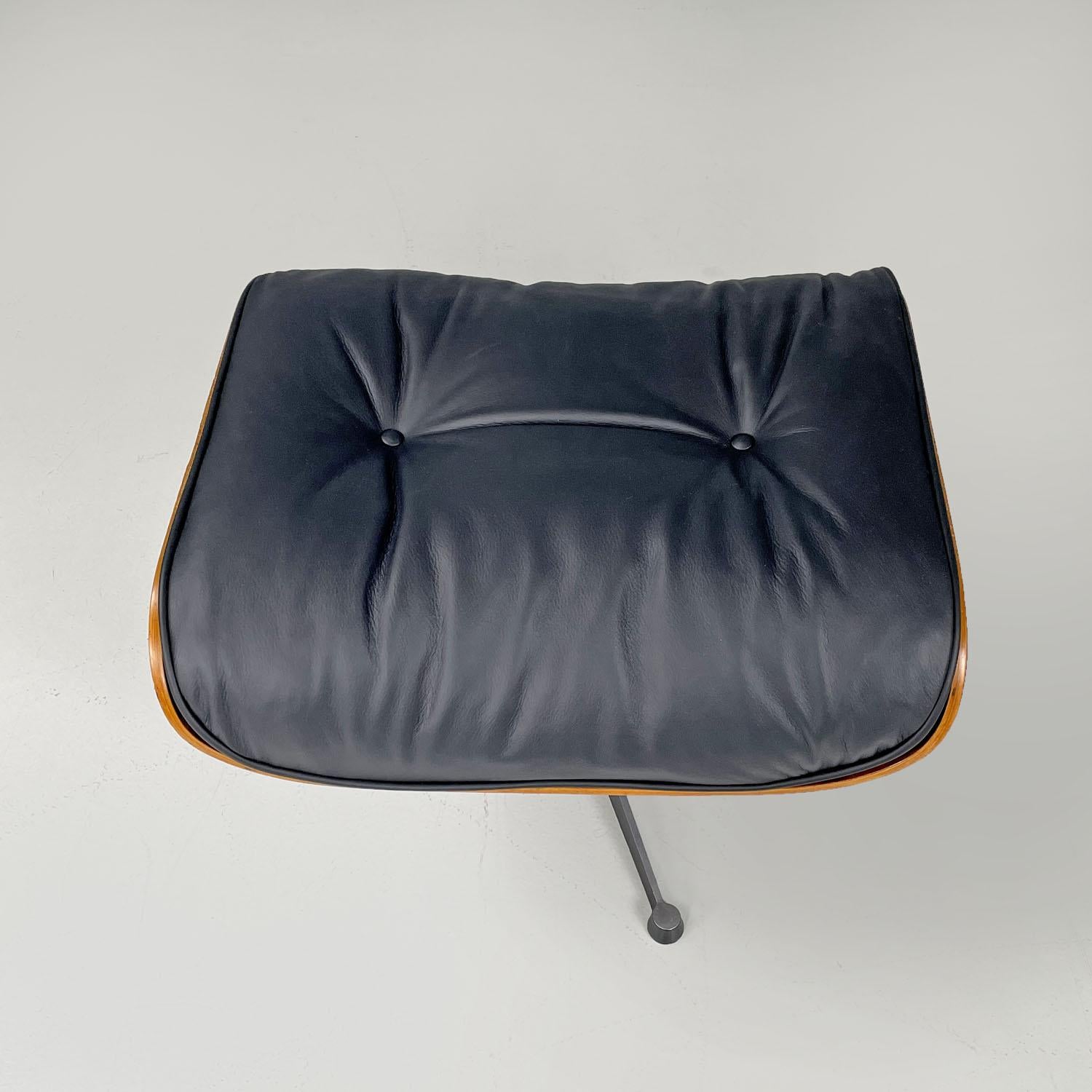 American modern black leather lounge chair 670 671 by Eames for Miller, 1970s For Sale 5