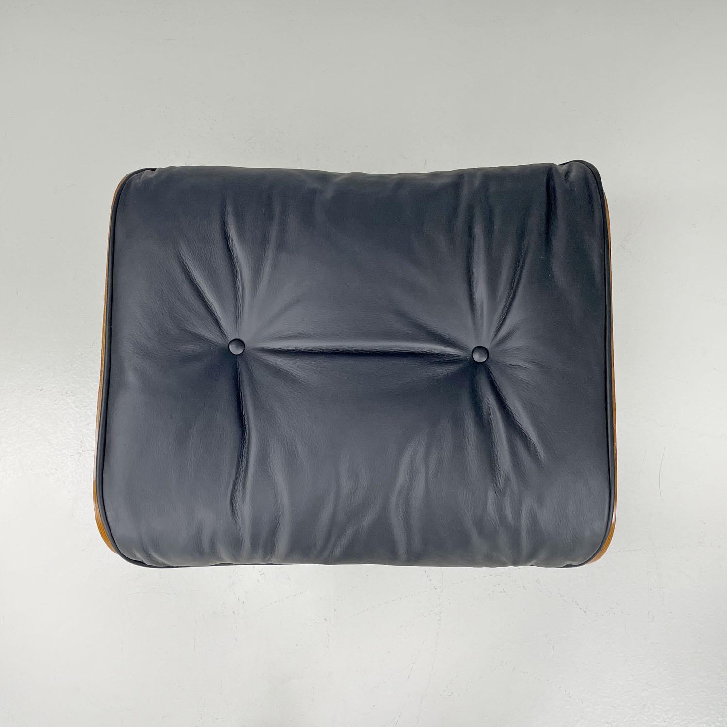 American modern black leather lounge chair 670 671 by Eames for Miller, 1970s 6