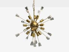 American Modern, Brass, Lucite, Sputnik Chandelier, USA, 1980s