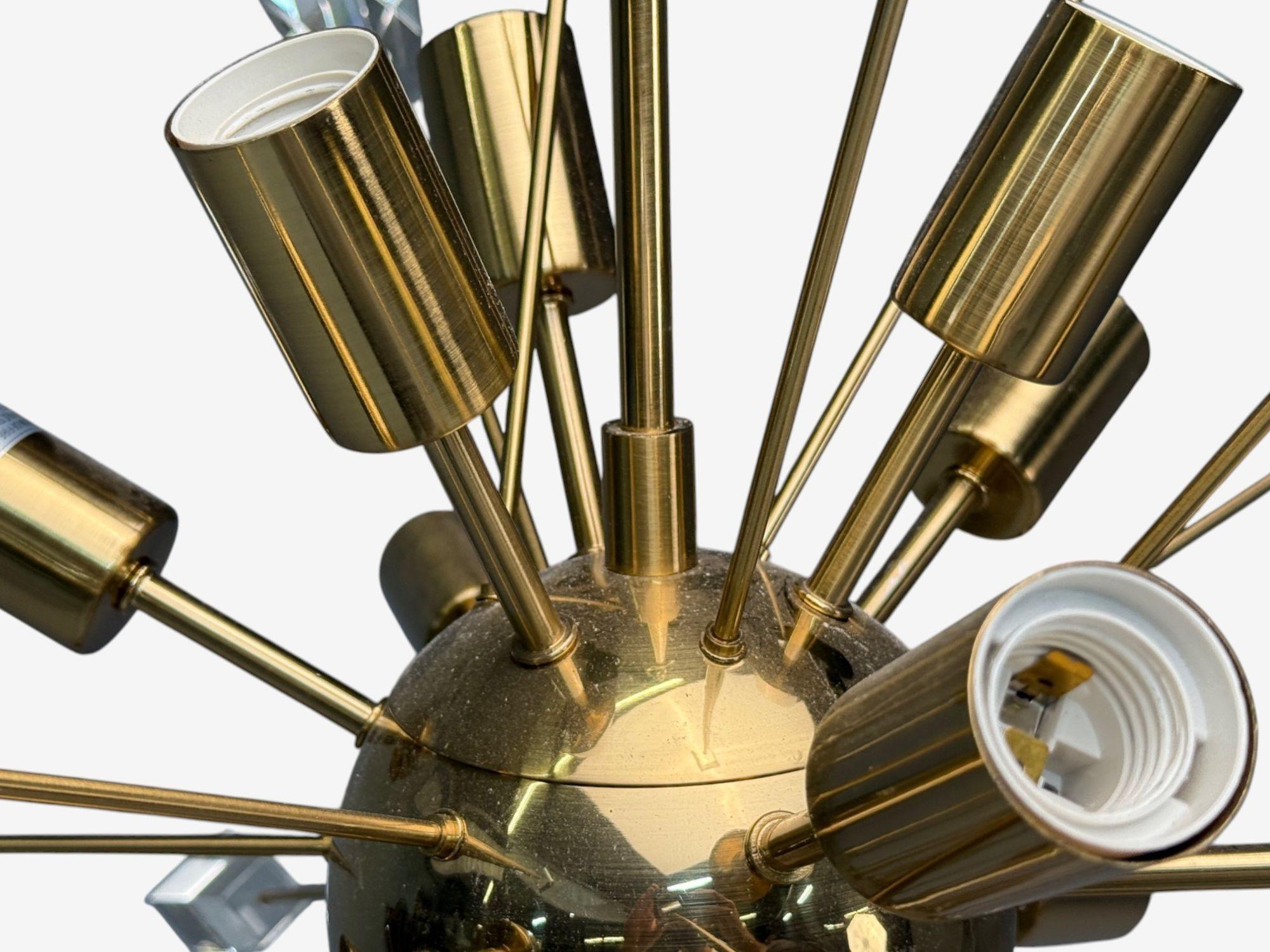 American Modern, Brass, Lucite, Sputnik Chandelier, USA, 1980s For Sale 1