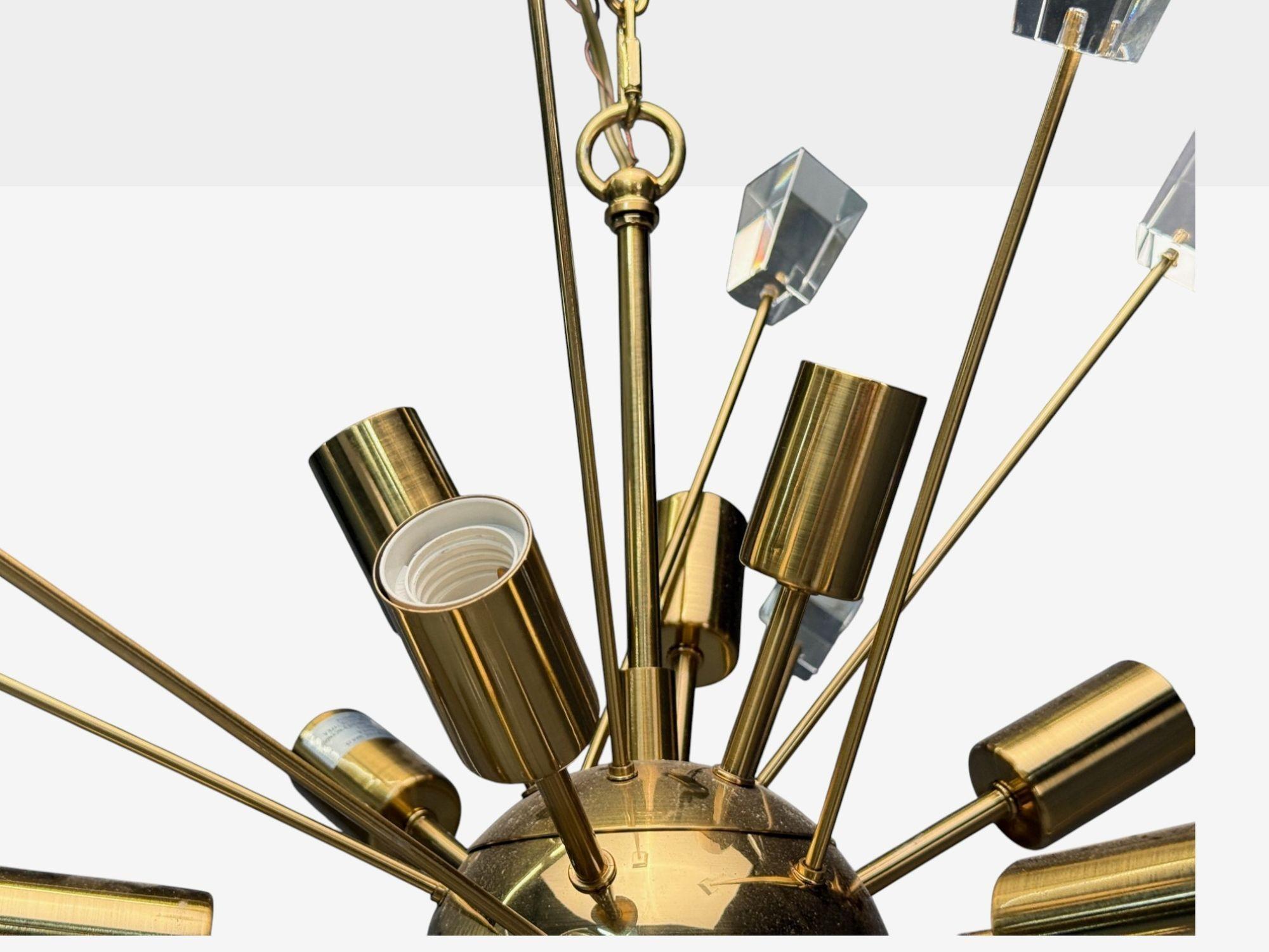 American Modern, Brass, Lucite, Sputnik Chandelier, USA, 1980s For Sale 2