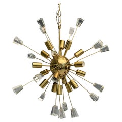 American Modern, Brass, Lucite, Sputnik Chandelier, USA, 1980s