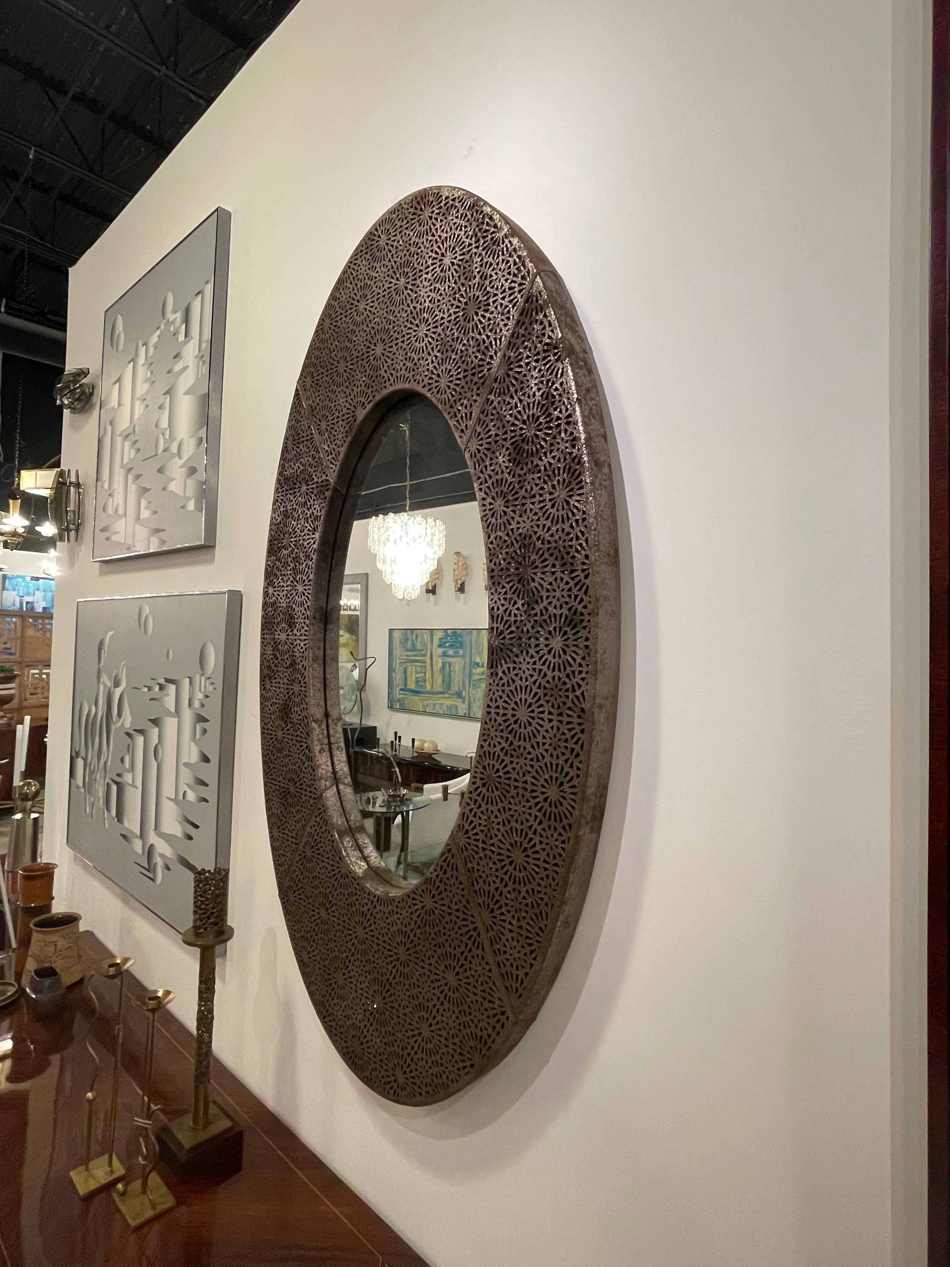 brown oval mirrors
