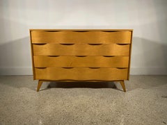 American Modern Burled Birch Wavefront Chest, Edmond J. Spence