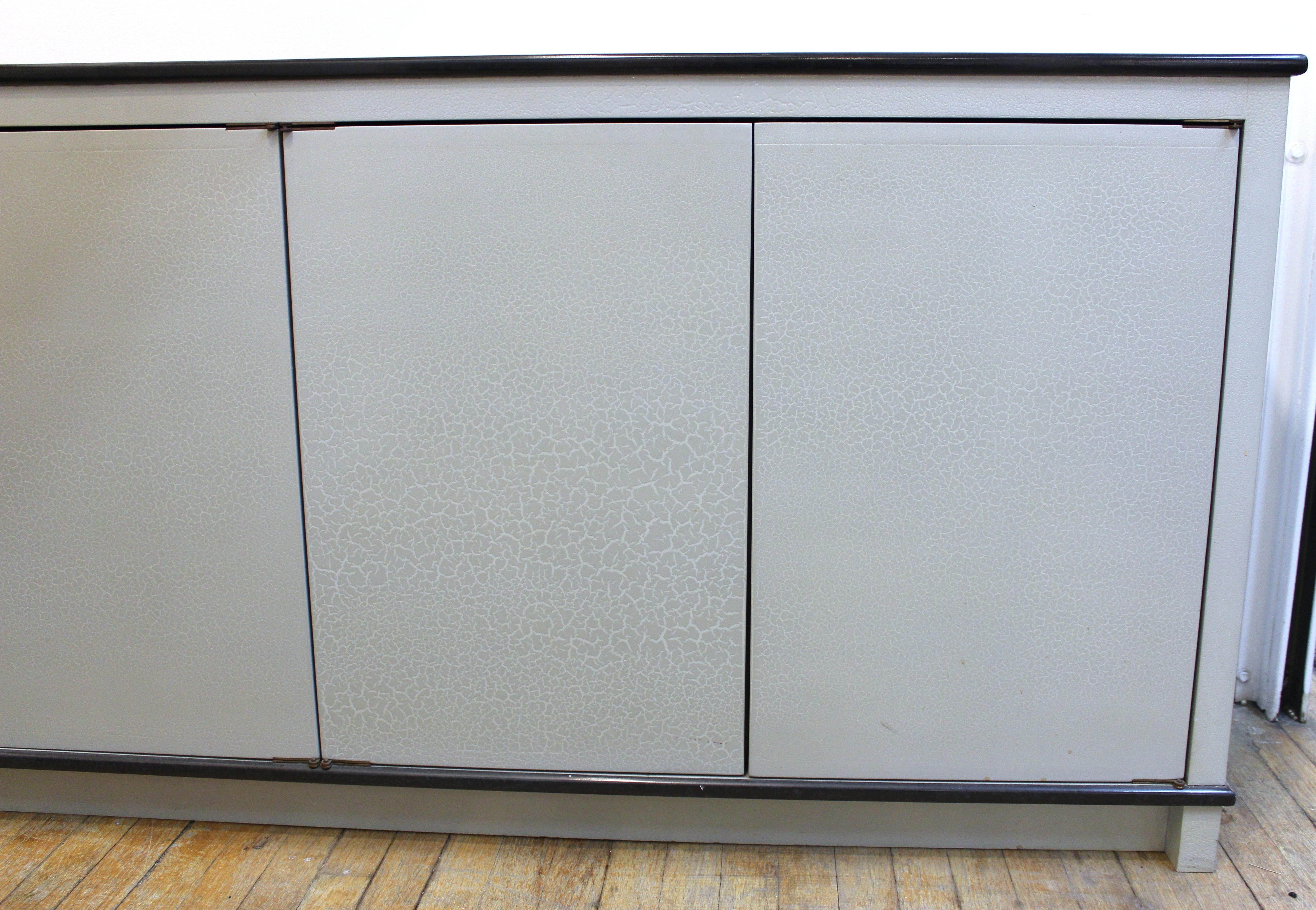Wood American Modern Cabinet with Craquelure Surface