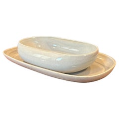Vintage American Modern Ceramic Bowl and Tray by Russel Wright for Steubenville Pottery