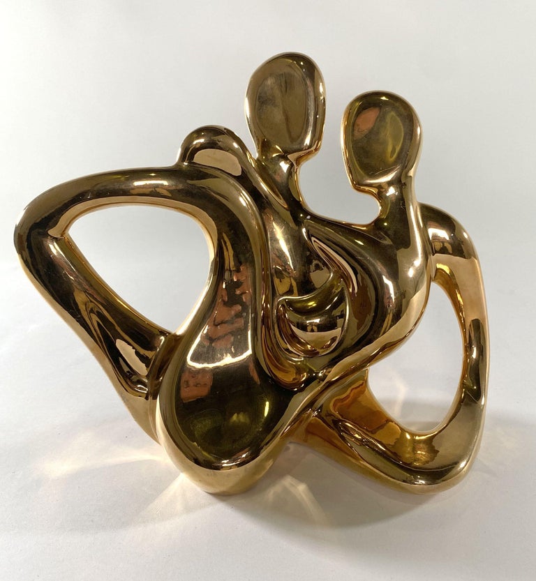 American Modern Ceramic Gold Glaze "Intertwined Couple", Jaru For Sale