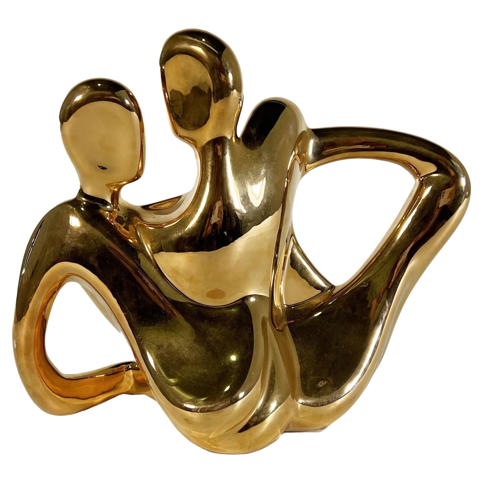 American Modern Ceramic Gold Glaze "Intertwined Couple", Jaru For Sale