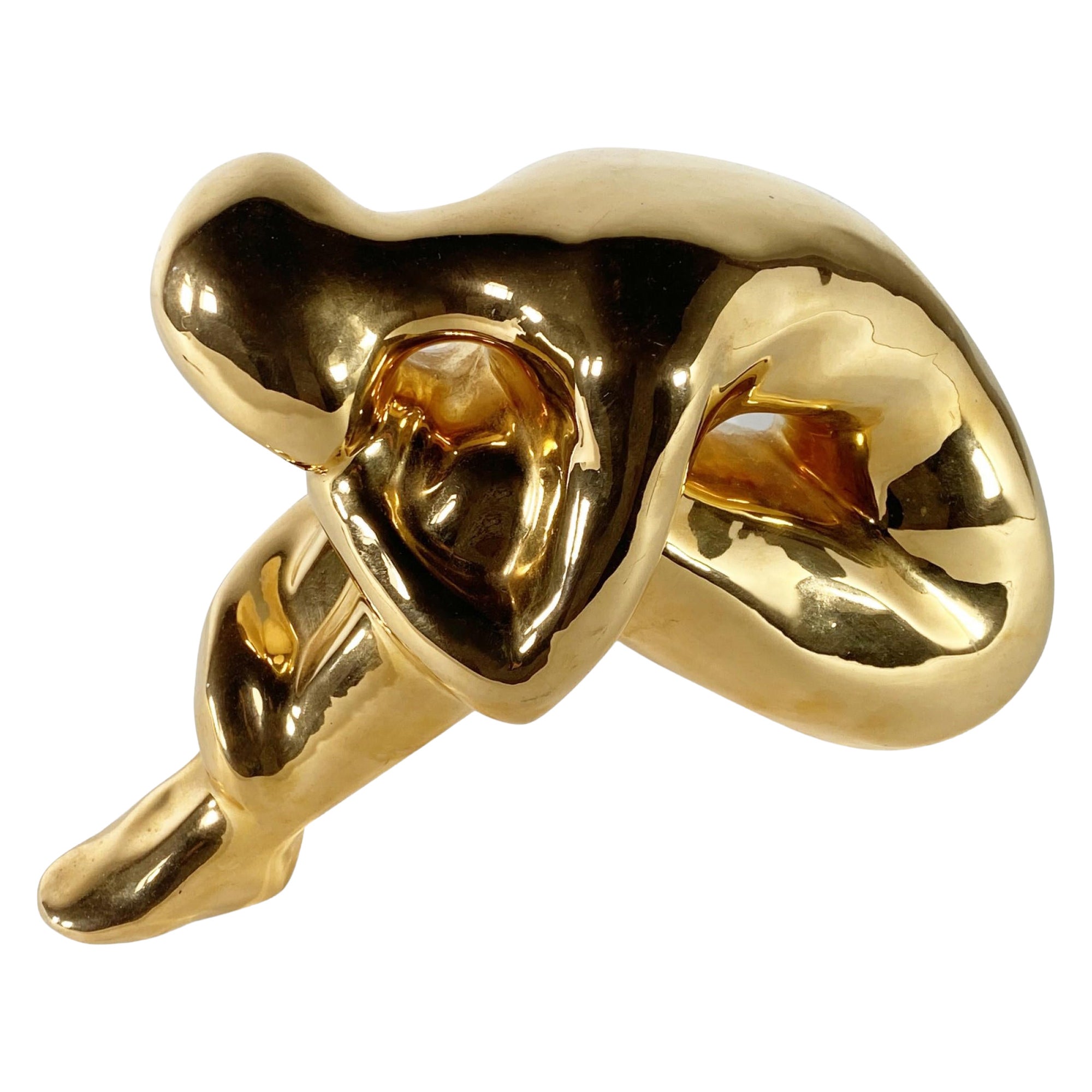 American Modern Ceramic Gold Glazed, "Forward Thinking", Jaru For Sale