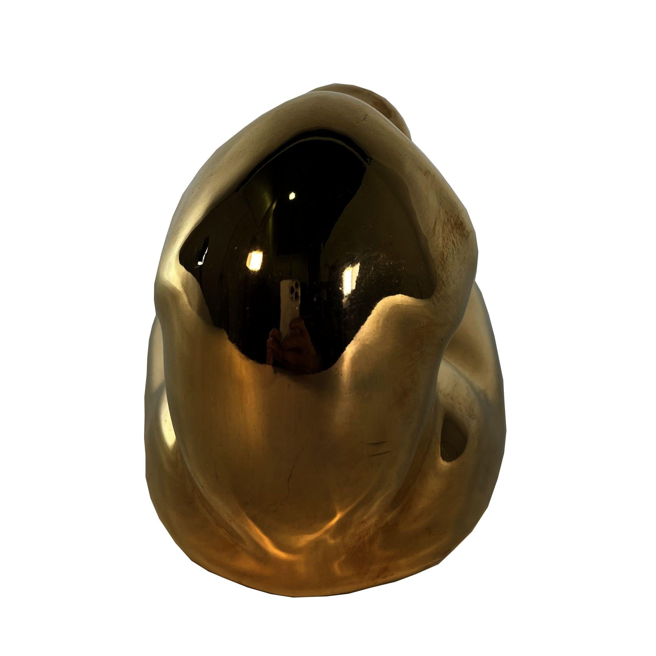 American Modern Ceramic Gold Glazed, Meditation Figure, Jaru For Sale 2