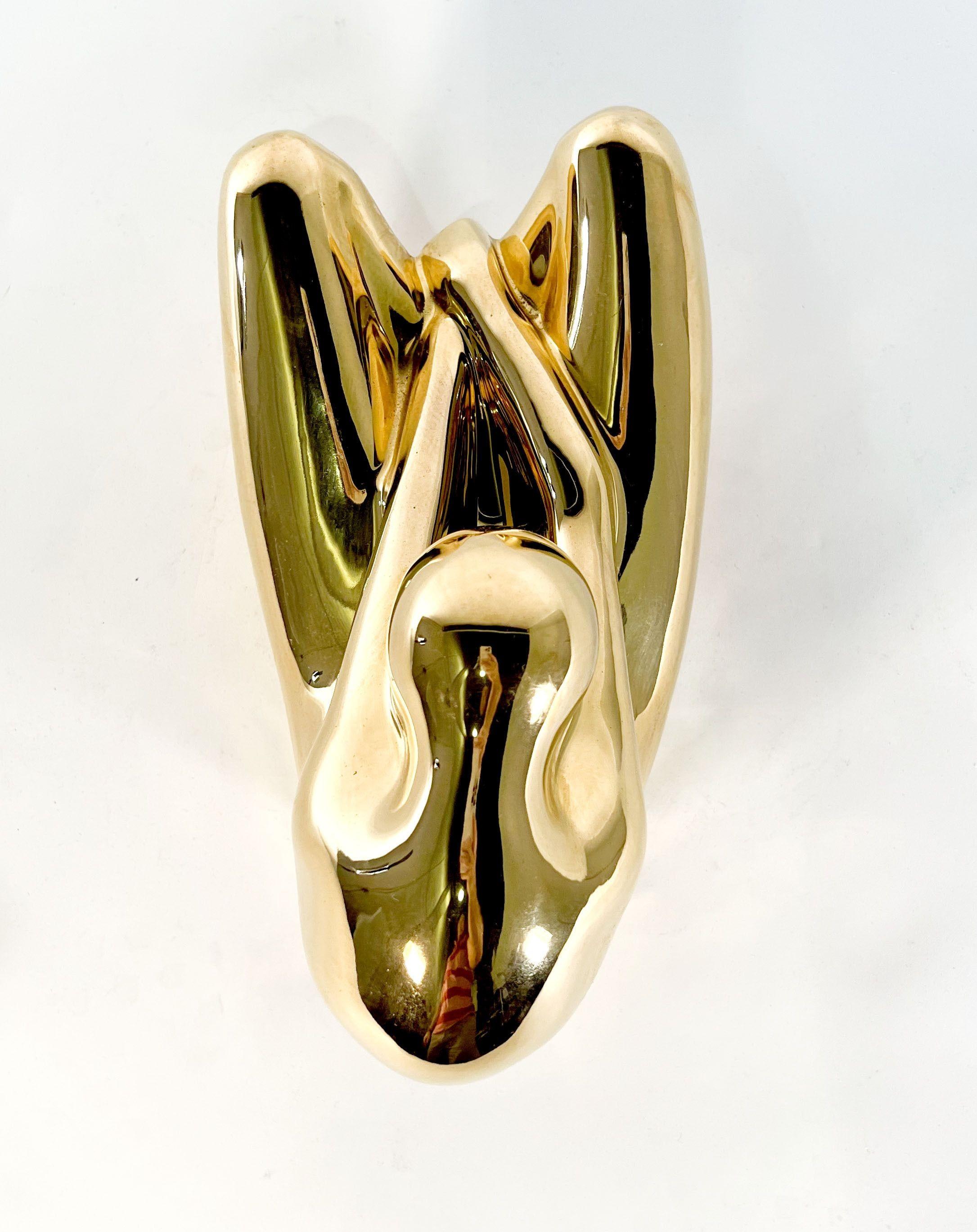 American Modern Ceramic Gold Glazed, Meditation Figure, Jaru For Sale 3