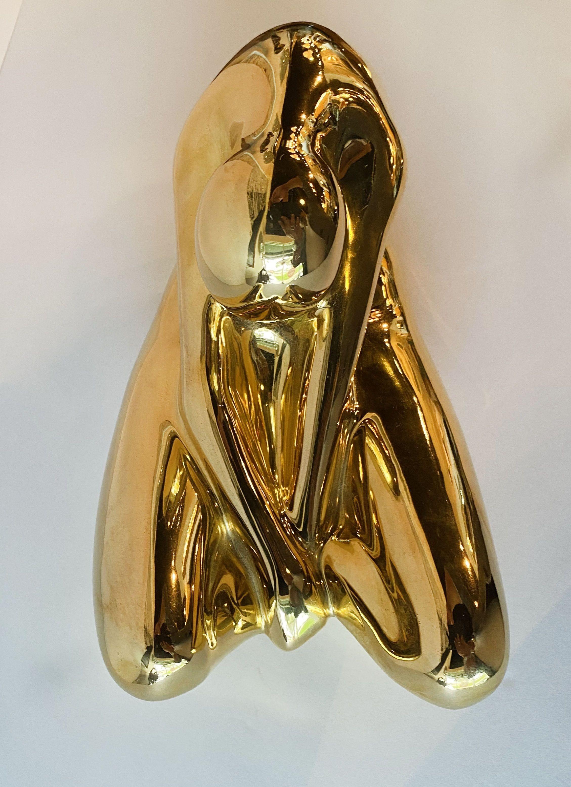 American Modern Ceramic Gold Glazed, Meditation Figure, Jaru For Sale 4