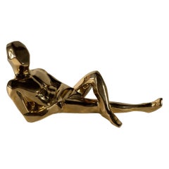 American Modern Ceramic Gold Glazed, Reclining Male, Jaru