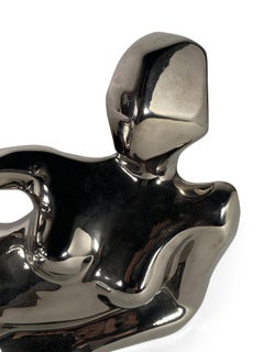 American Modern Ceramic Silver Glazed, Reclining Female, Jaru