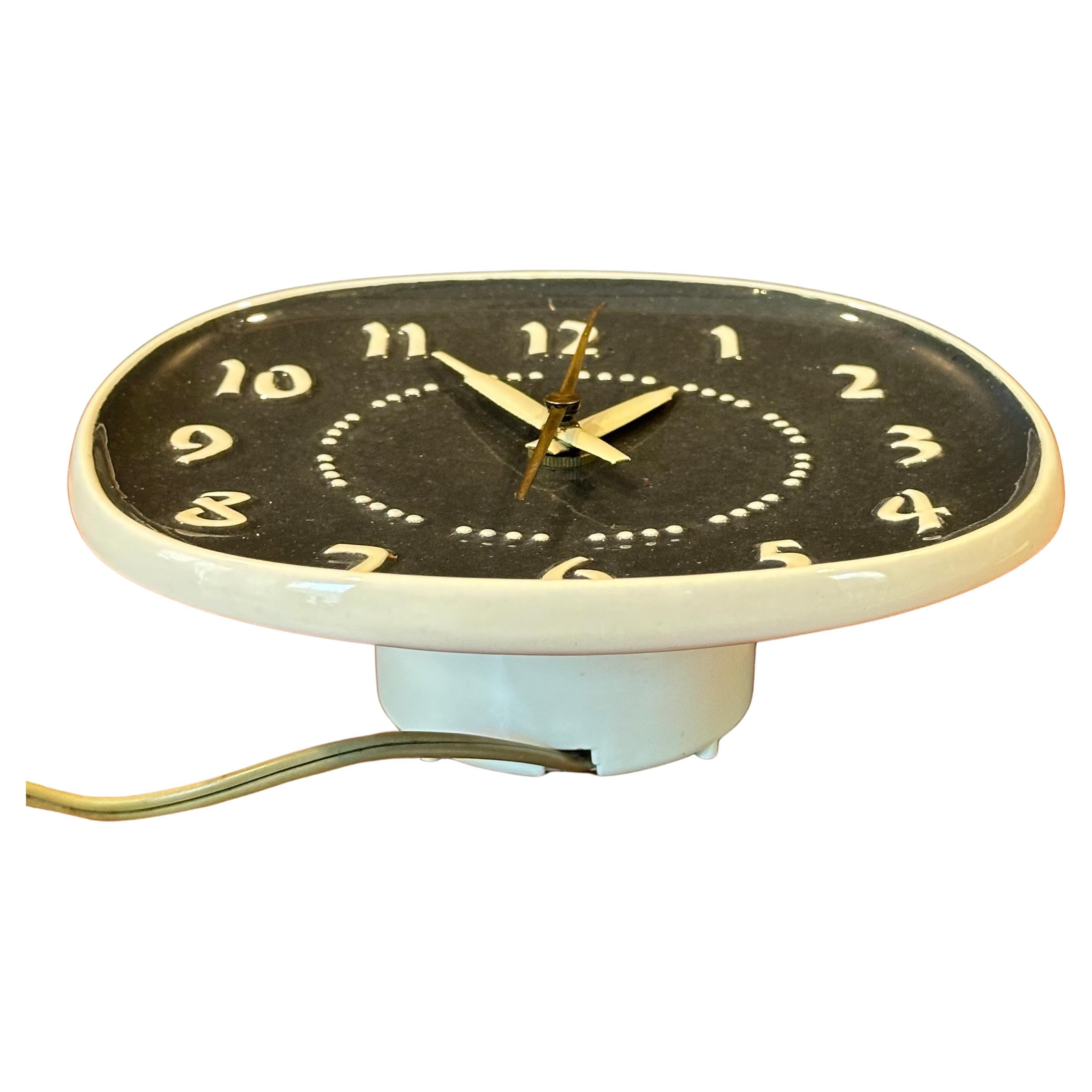 Glazed American Modern Ceramic Wall Clock by Russel Wright for General Electric