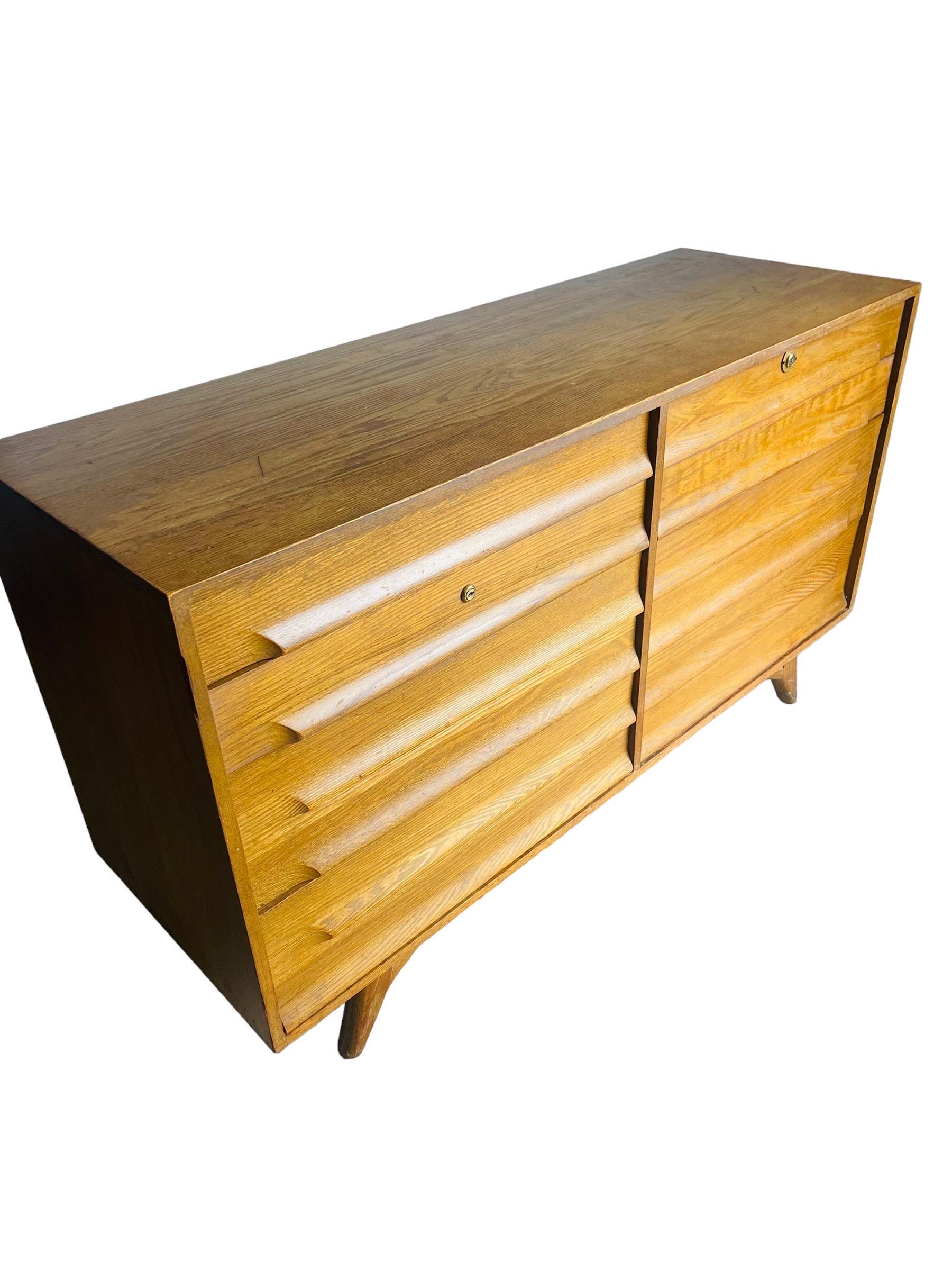 lifestorey ana 8-drawer mid-century modern dresser - oak