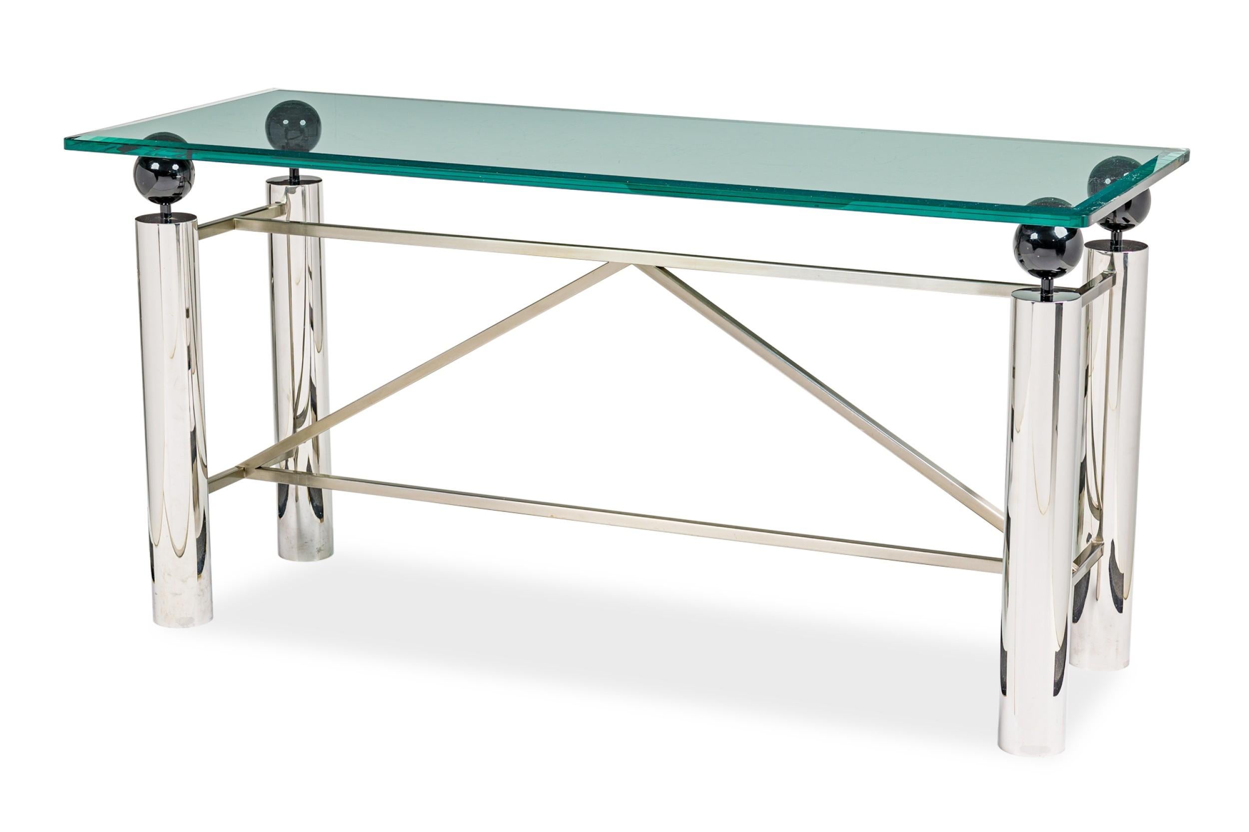 Mid-Century Modern American Modern Chrome and Glass Console Table, Brueton, 1960s For Sale