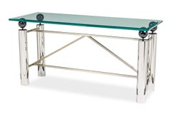American Modern Chrome and Glass Console Table, Brueton, 1960s