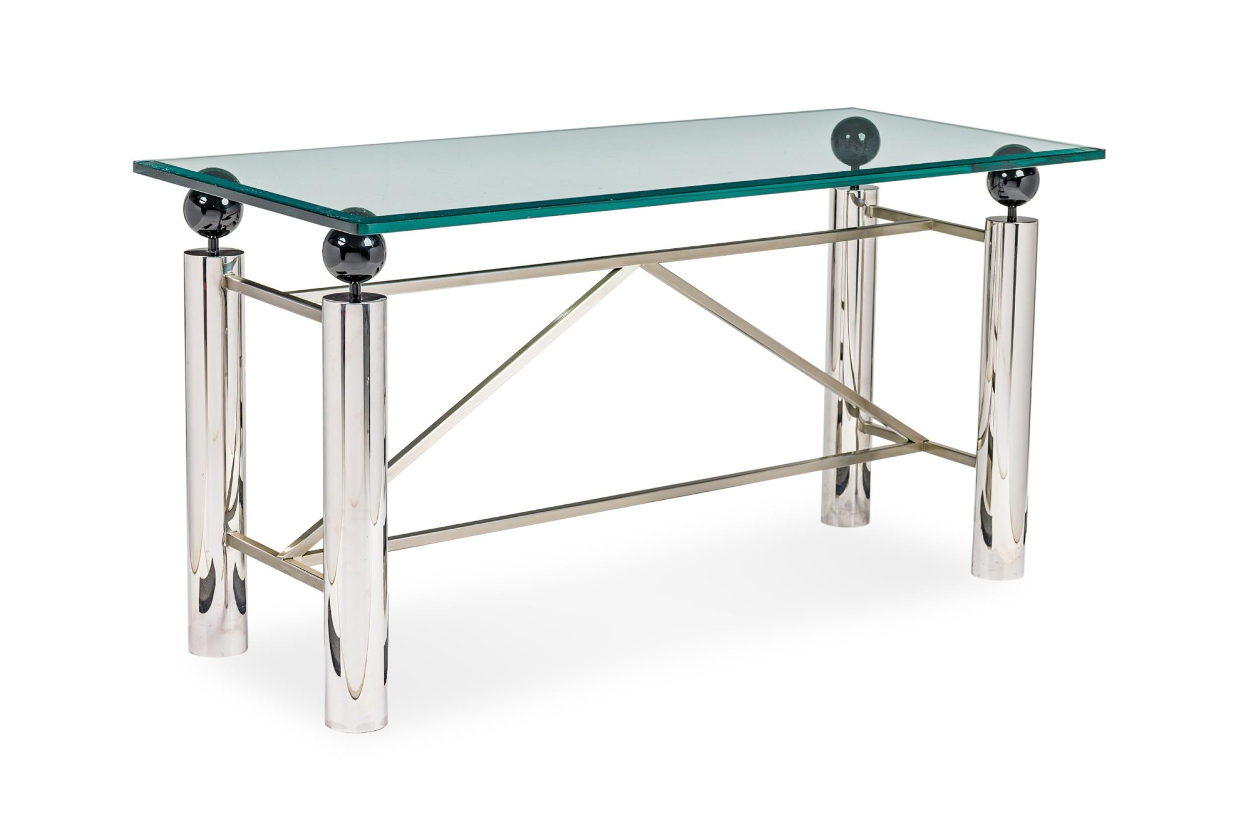 American Modern Chrome and Glass Console Table, Brueton, 1960s In Good Condition For Sale In Queens, NY