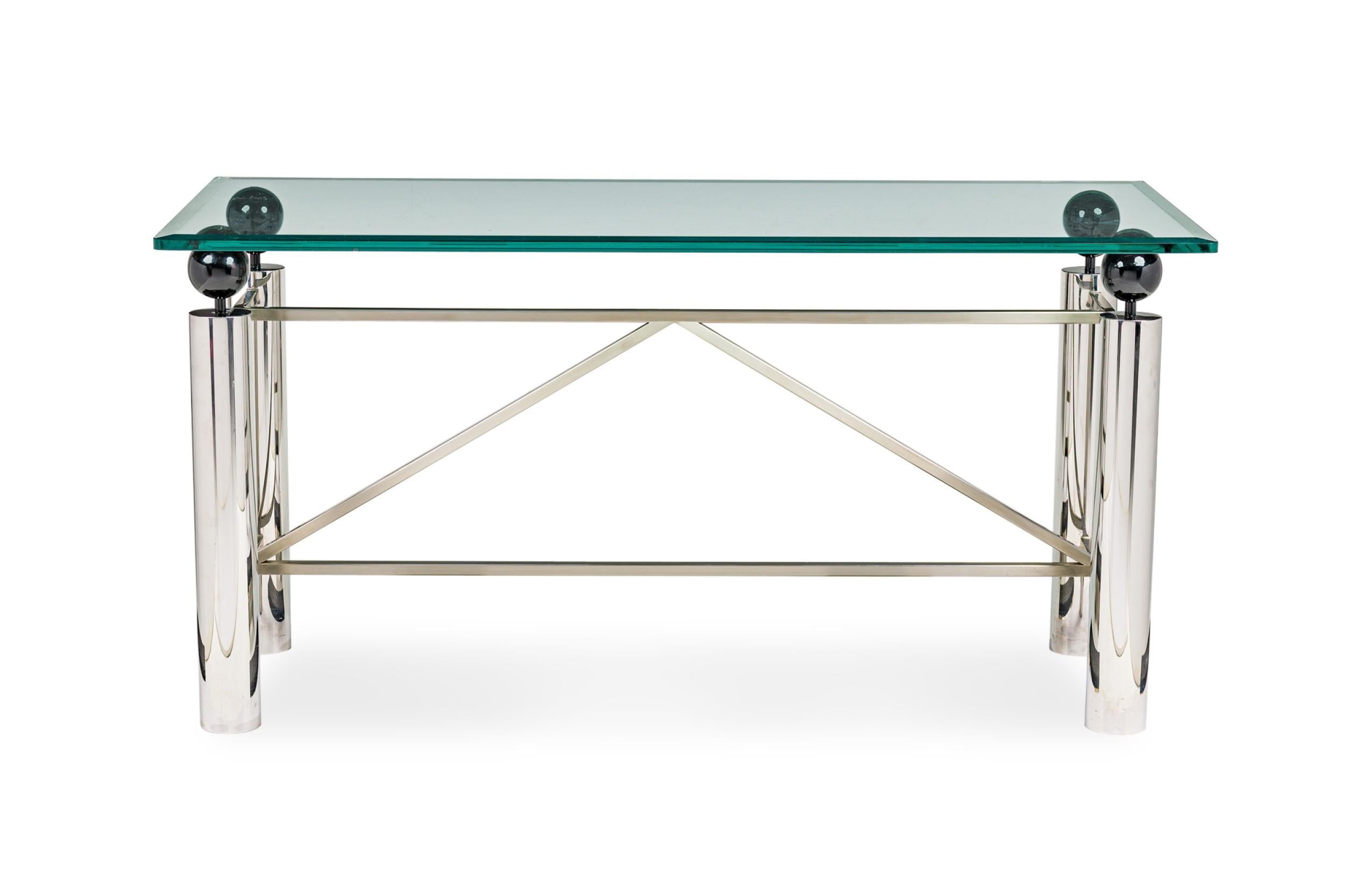 20th Century American Modern Chrome and Glass Console Table, Brueton, 1960s For Sale
