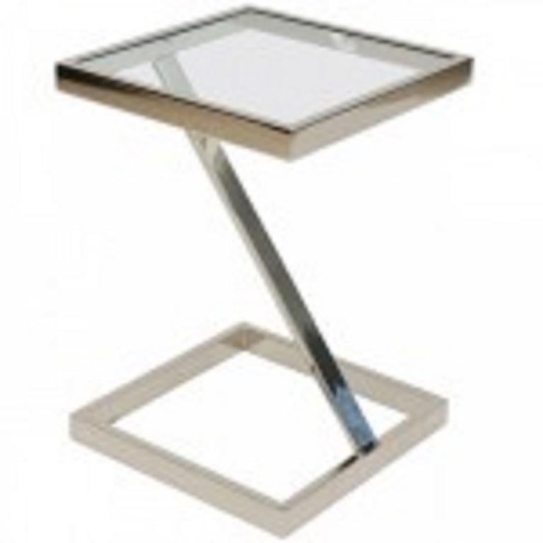 Hand-Crafted American Modern Chrome and Glass Side Table, Pace Collection For Sale