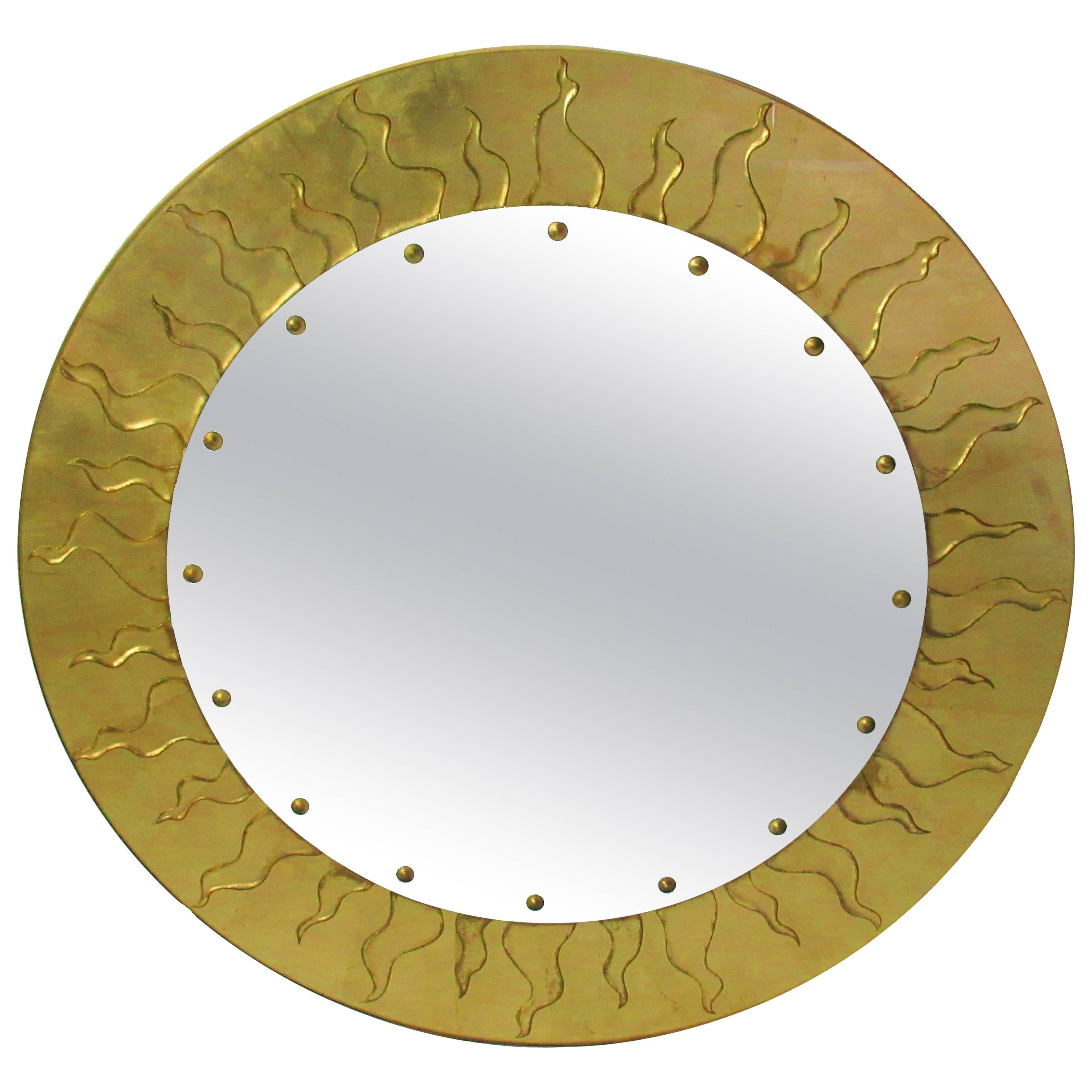 American Modern Circular Églomisé Mirror, David Marshall For Sale