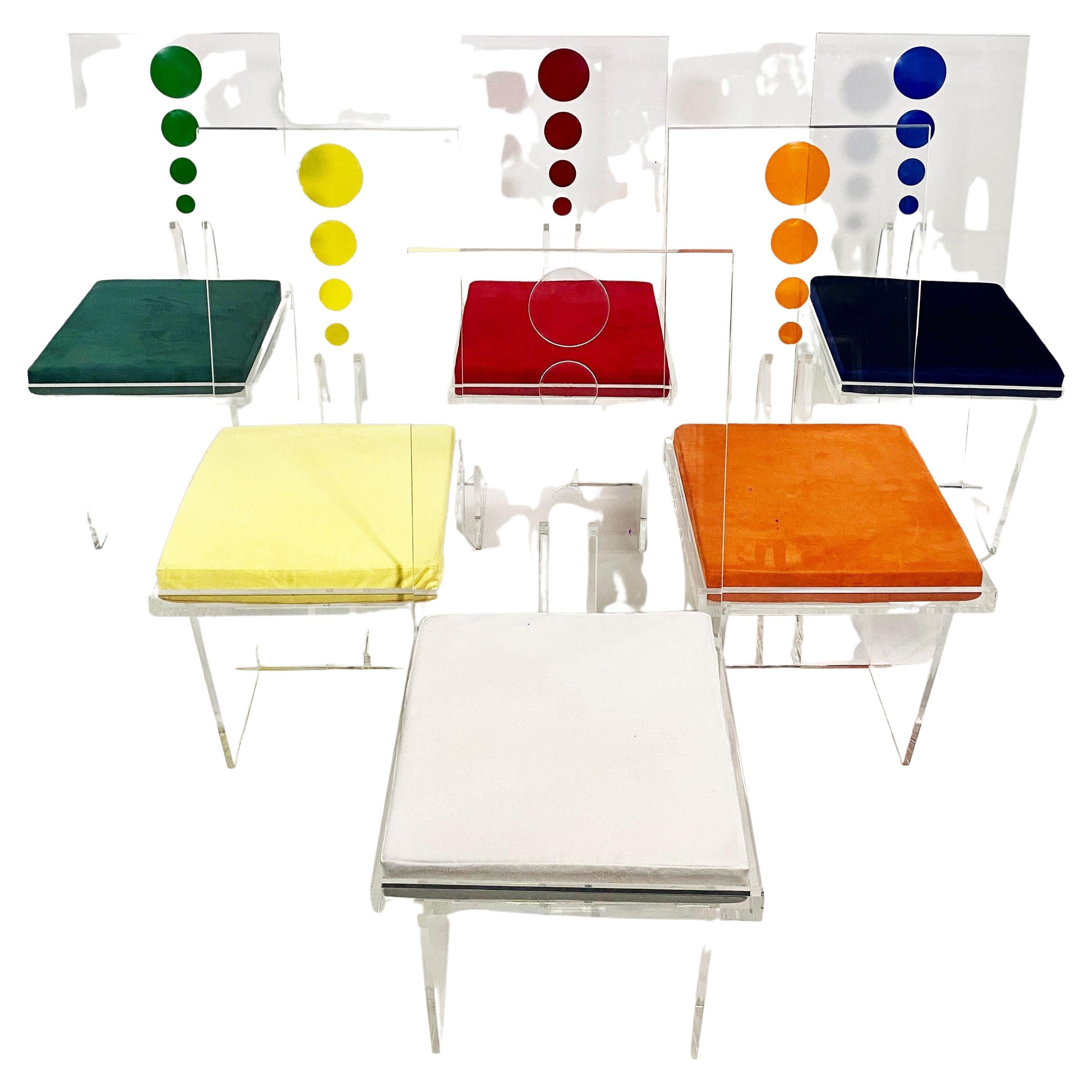 American Modern Clear and Colored Lucite Chairs, Charles Hollis Jones For  Sale at 1stDibs