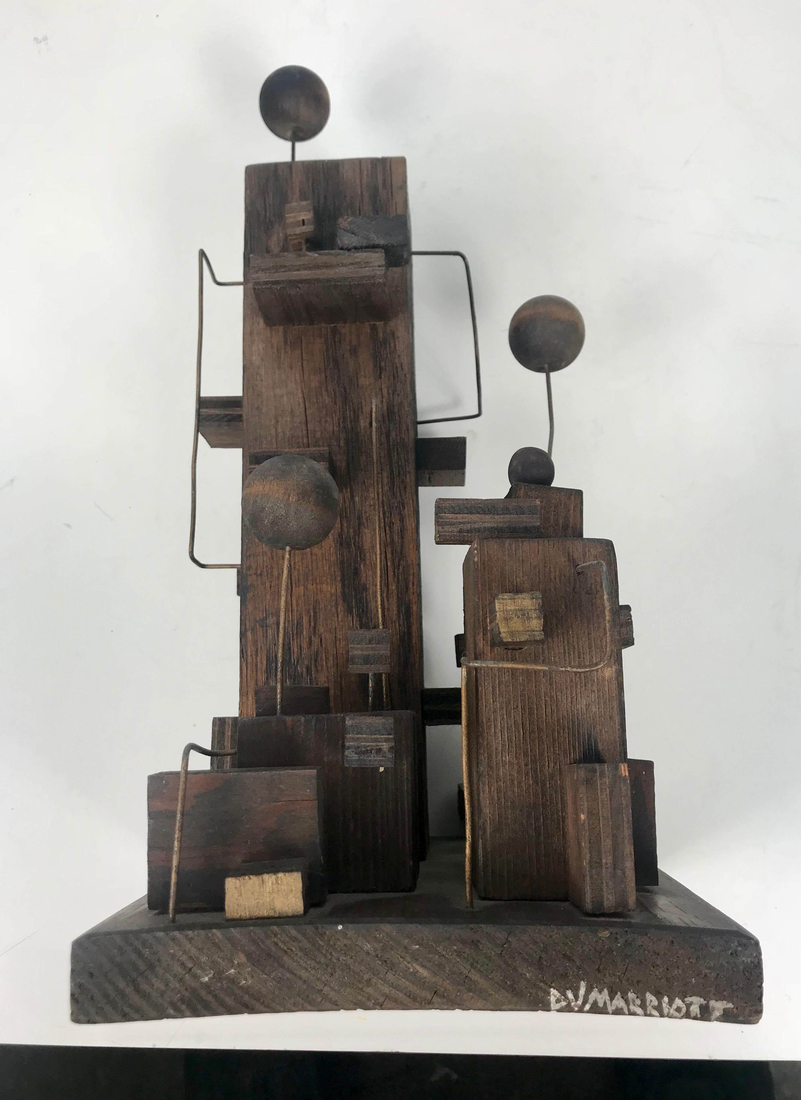 American Modern Constructivist Sculpture Wood and Metal, Folk Art 6