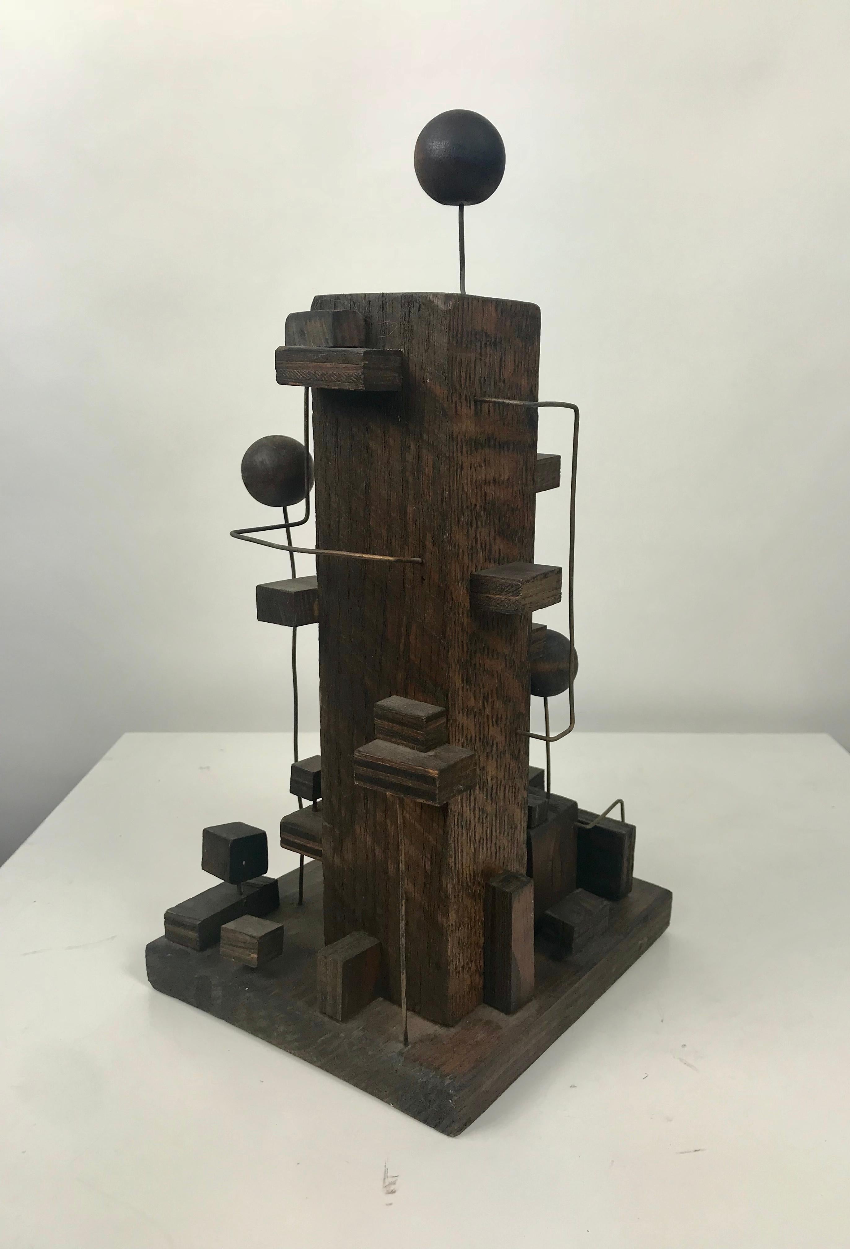 20th Century American Modern Constructivist Sculpture Wood and Metal, Folk Art