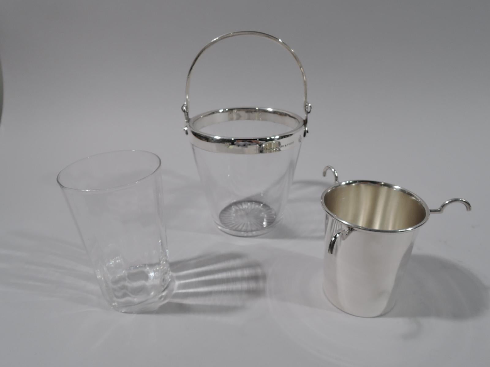 American Craftsman American Modern Craftsman Sterling Silver and Glass Caviar Bucket Bowl