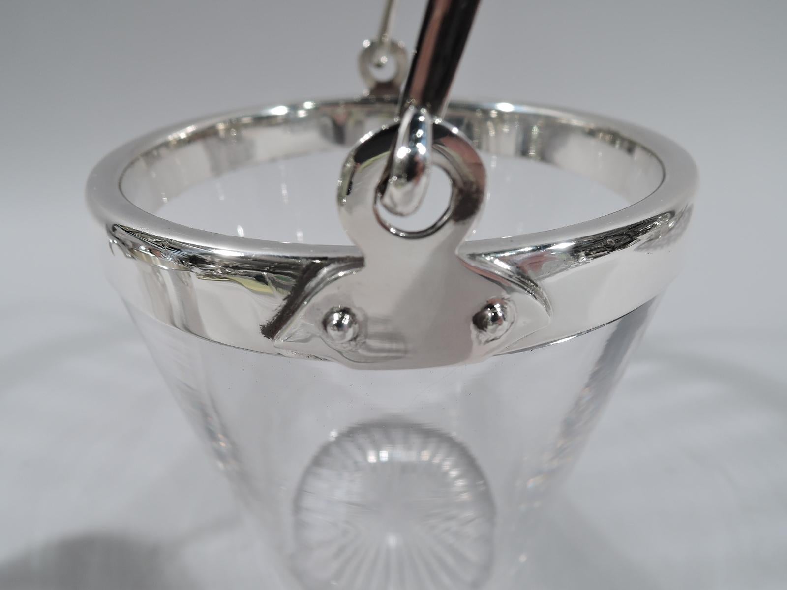 American Modern Craftsman Sterling Silver and Glass Caviar Bucket Bowl In Excellent Condition In New York, NY