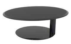 American Modern Dark Gray Lacquered Metal and Glass Coffee Table