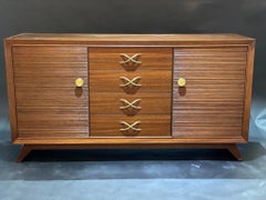 American Modern Dark Walnut and Brass Credenza/Sideboard, Paul Frankl