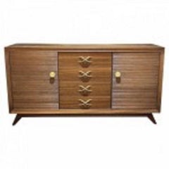 American Modern Dark Walnut and Brass Credenza/Sideboard, Paul Frankl