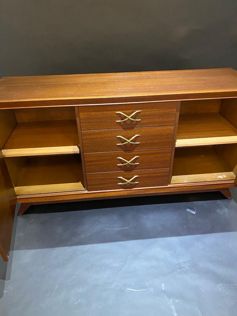 American Modern Dark Walnut and Brass Credenza/Sideboard, Paul Frankl For Sale 4