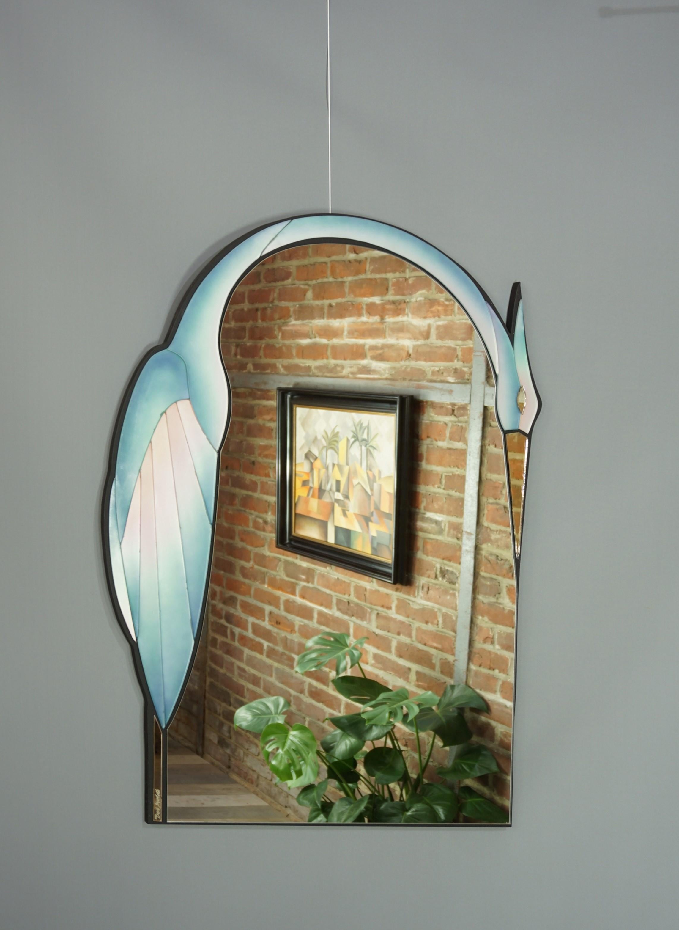 Modern and colorful mirror created and signed by David Marshall.