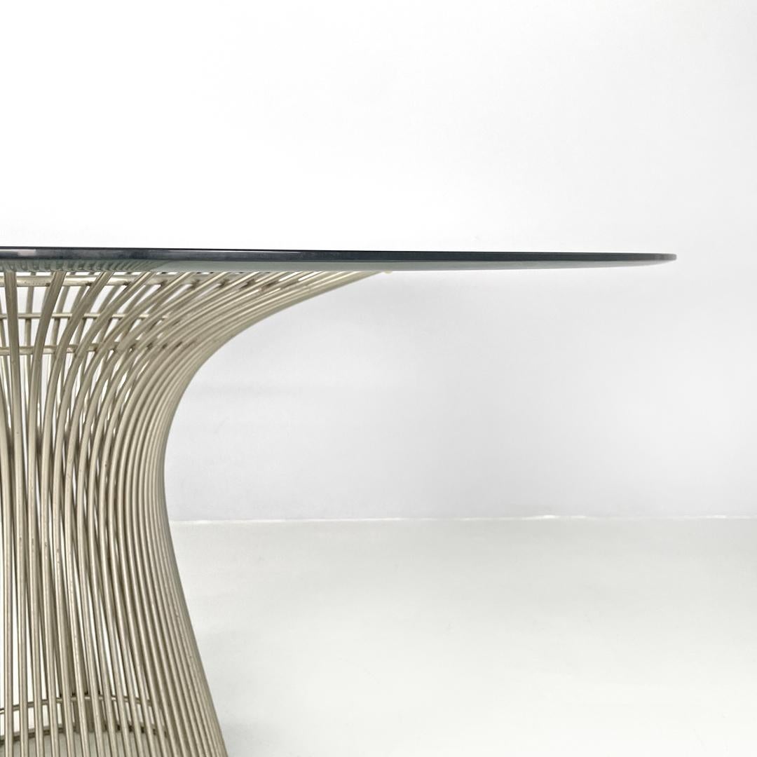 American modern dining table in glass and metal by Warren Platner for Knoll 1966 For Sale 4