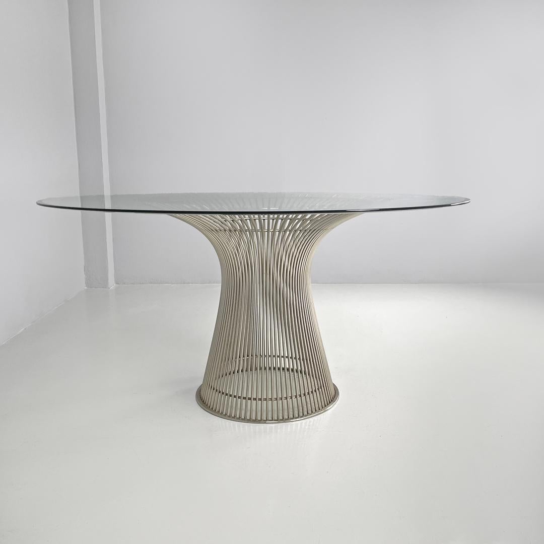 Modern American modern dining table in glass and metal by Warren Platner for Knoll 1966 For Sale