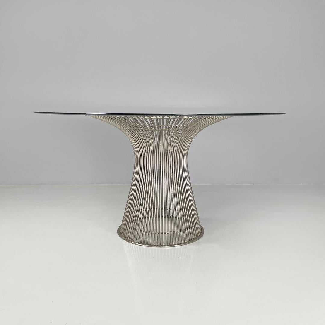 American modern dining table in glass and metal by Warren Platner for Knoll 1966 In Good Condition For Sale In MIlano, IT
