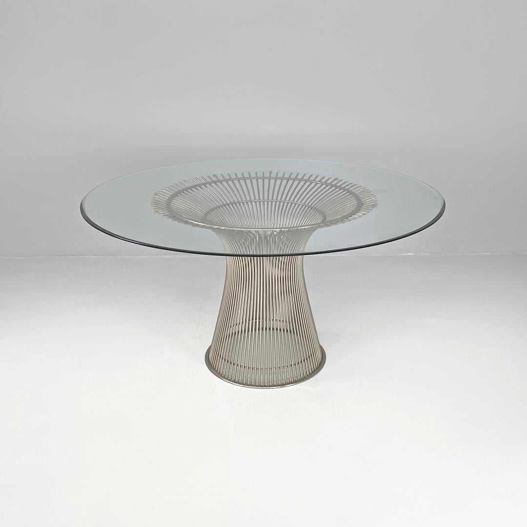 Mid-20th Century American modern dining table in glass and metal by Warren Platner for Knoll 1966 For Sale