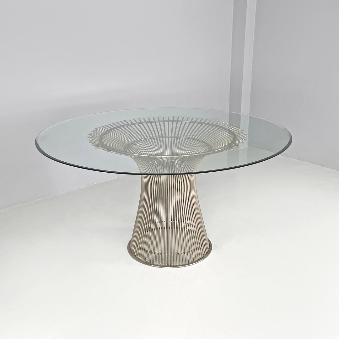 Metal American modern dining table in glass and metal by Warren Platner for Knoll 1966 For Sale