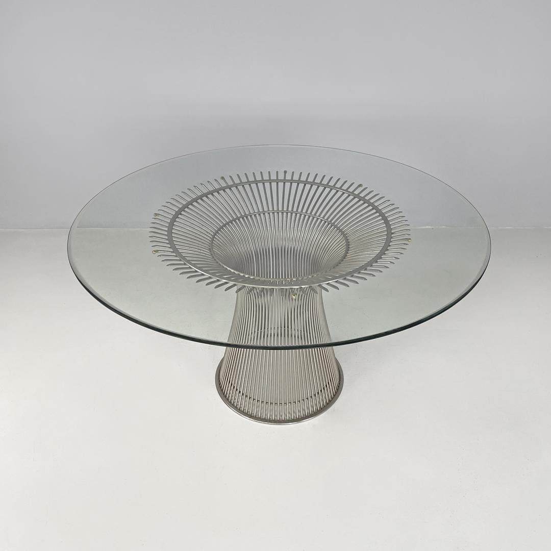 American modern dining table in glass and metal by Warren Platner for Knoll 1966 For Sale 1