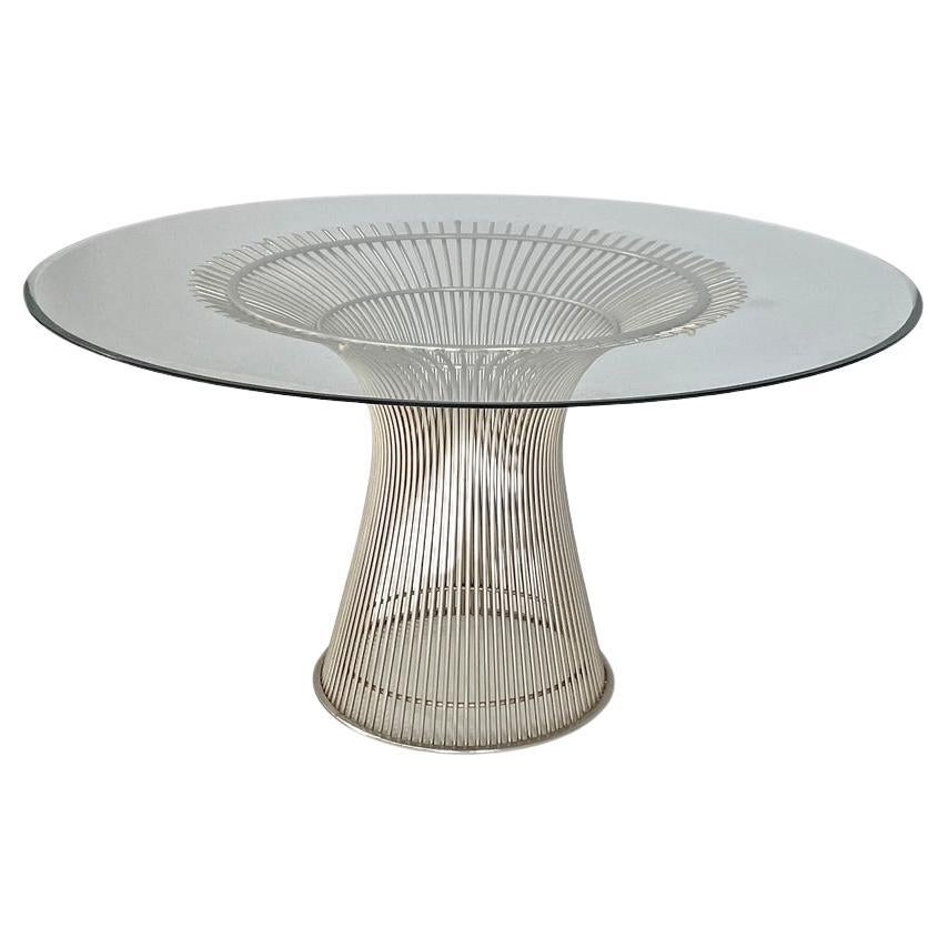 American modern dining table in glass and metal by Warren Platner for Knoll 1966