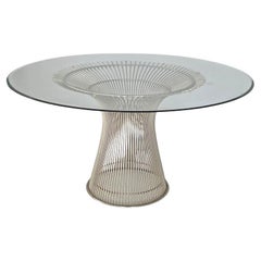 Retro American modern dining table in glass and metal by Warren Platner for Knoll 1966