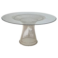 Table de salle à manger moderne américaine en verre et métal par Warren Platner pour Knoll 1966