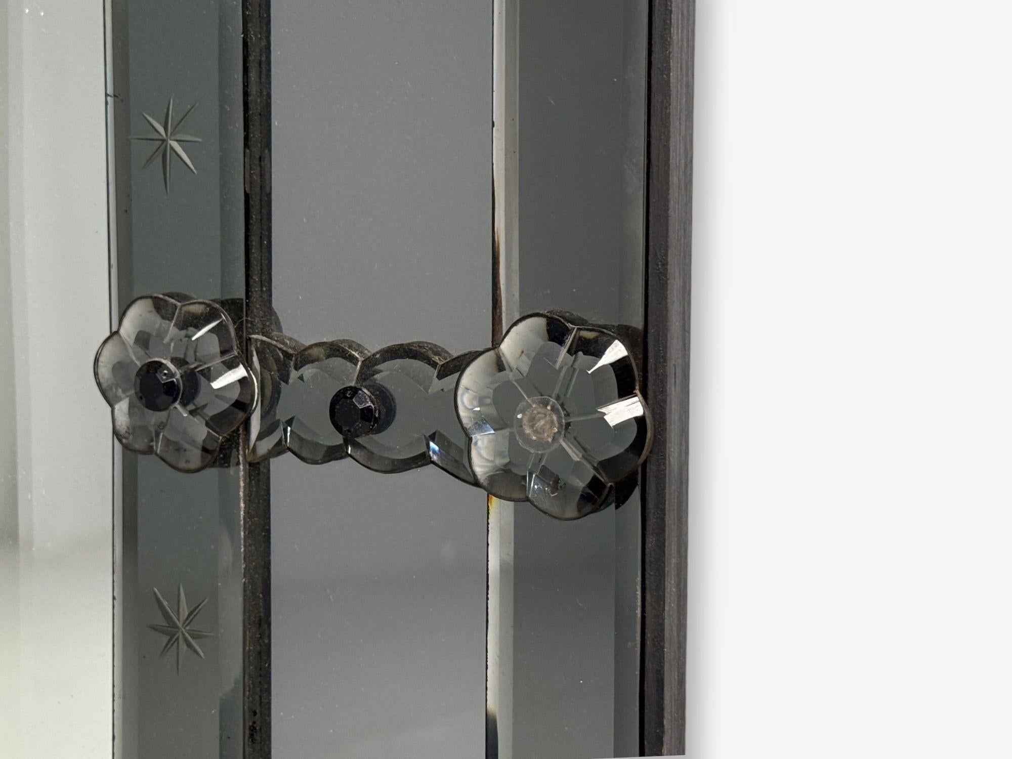 Miroir d'ombrage gris en verre gravé, américain moderne, États-Unis, années 1980 Bon état - En vente à Manhasset, NY