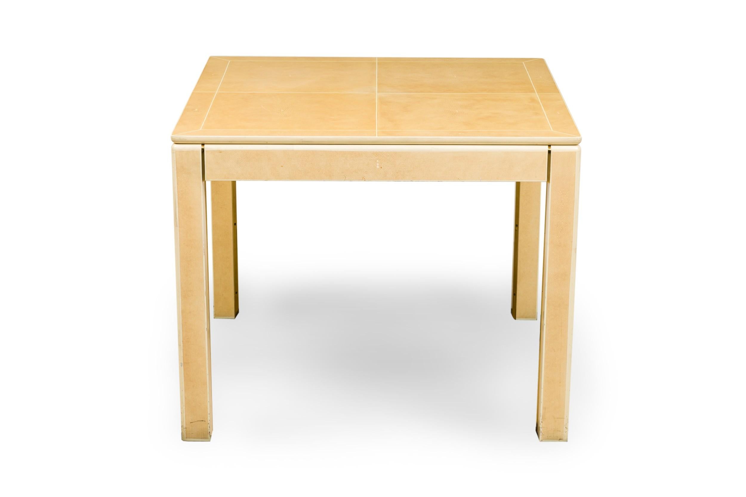 Lacquered American Modern Faux Shagreen and Lacquer Game Table, Karl Springer For Sale