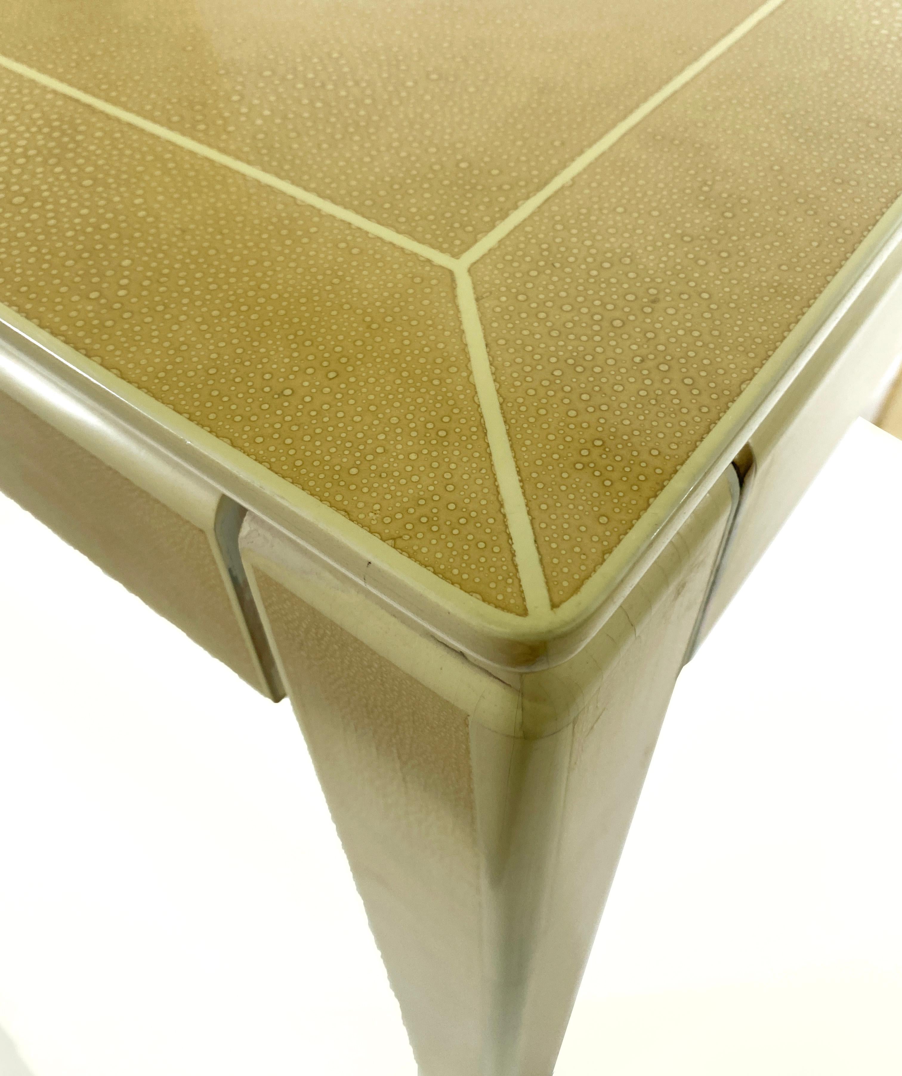 Late 20th Century American Modern Faux Shagreen and Lacquer Game Table, Karl Springer For Sale